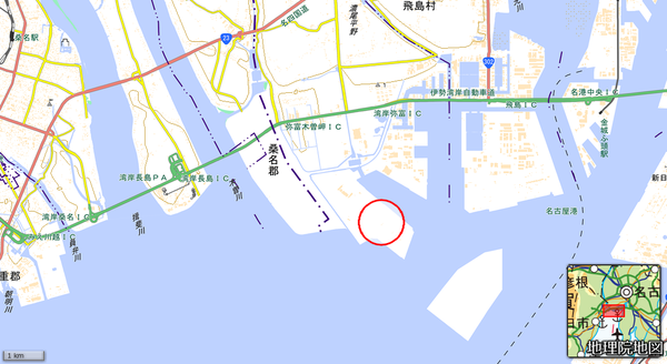 【地図】今回ヒアリが確認された場所