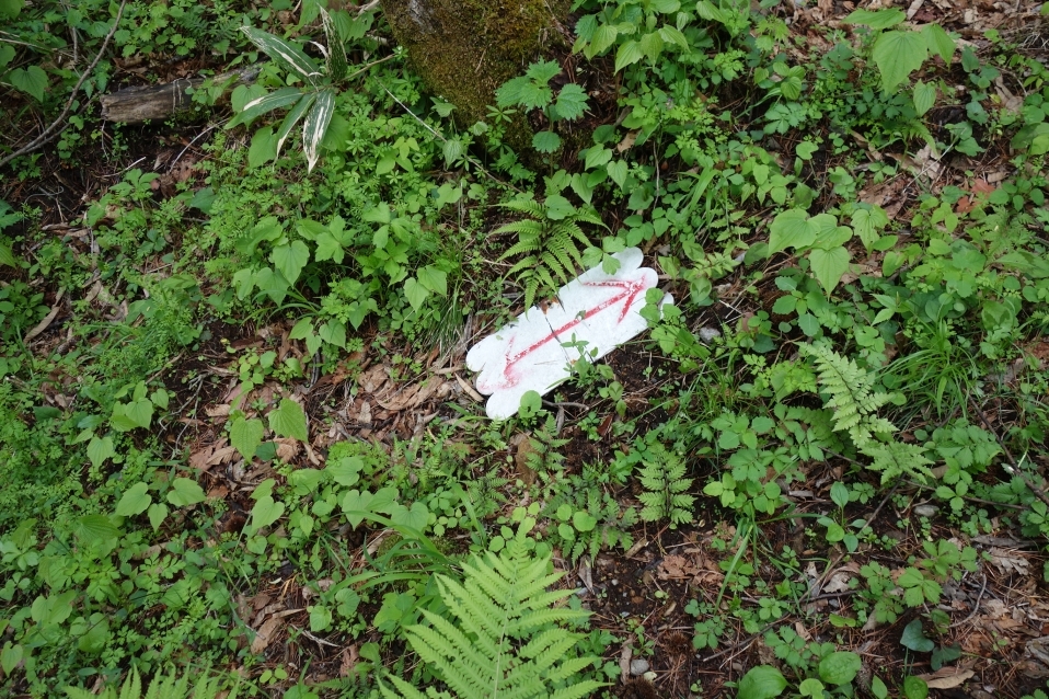 地面に置かれた誘導の矢印