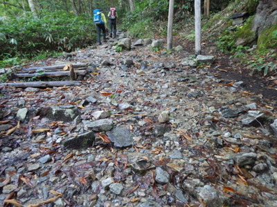 沢化した登山道