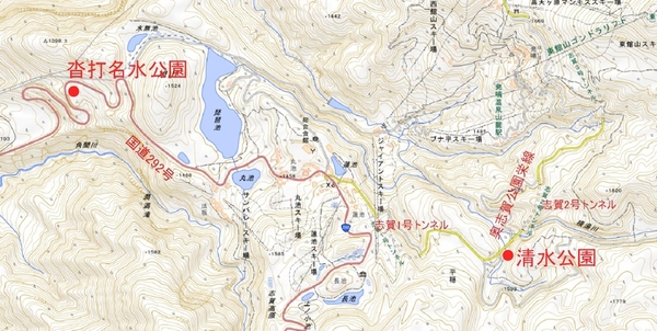 清水公園と沓打名水公園の位置