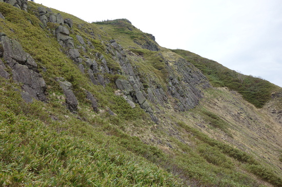 岩菅山稜線下の柱状節理