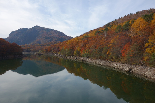 琵琶池の紅葉は見頃をやや過ぎた