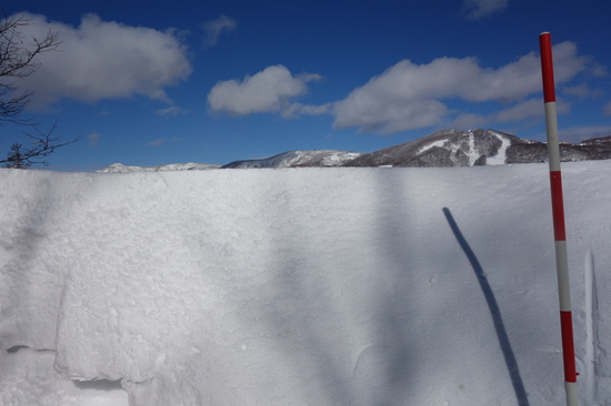 志賀高原管理官事務所前の雪の壁